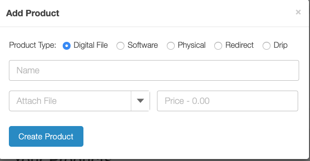 screenshot: How to add a digital product in SendOwl