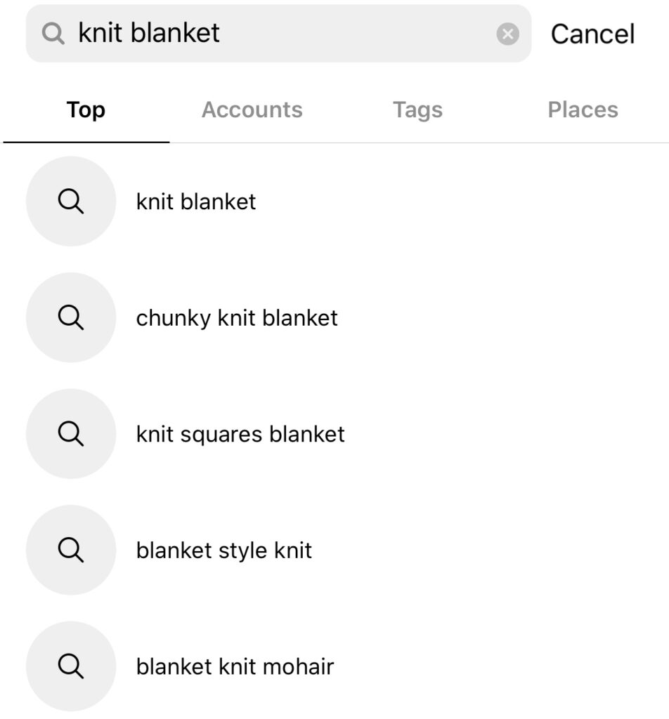 Instagram keyword search bar